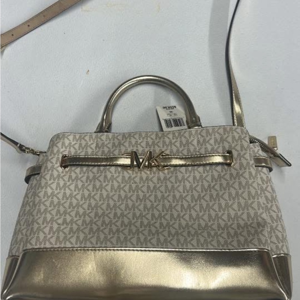Michael Kors Metallic Gold and Cream Satchel